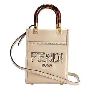 Fendi Nude Calfskin Snake Print Mini Sunshine Shopper Tote Crossbody